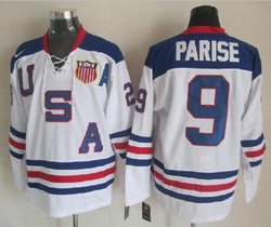 Team USA #9 Zach Parise White Stitched NHL Jersey