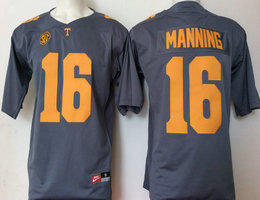 Tennessee Volunteers #16 Peyton Manning Grey College Authentic Stitched NCAA Jersey