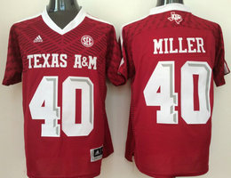 Texas A&M Aggies #40 Von Miller Red Authentic Stitched College NCAA Jersey