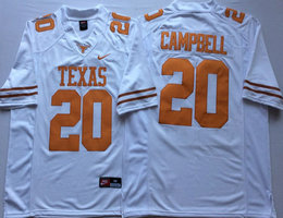 Texas Longhorns #20 Earl Campbell White Stitched NCAA College Football Jersey