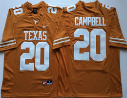 Texas Longhorns #20 Earl Campbell Yellow Stitched NCAA College Football Jersey