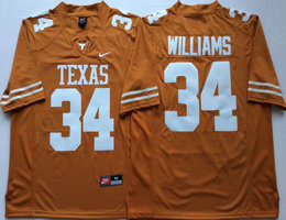 Texas Longhorns #34 Ricky Williams Yellow Stitched NCAA College Football Jersey