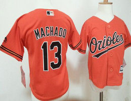 Toddler Baltimore Orioles #13 Manny Machado Orange New Majestic Authentic Stitched MLB Jersey