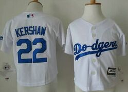 Toddler Los Angeles Dodgers #22 Clayton Kershaw White New Majestic Authentic stitched MLB jersey