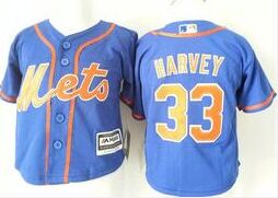Toddler New York Mets #33 Matt Harvey Blue With Orange New Majestic Authentic stitched MLB jersey