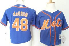 Toddler New York Mets #48 Jacob DeGrom Blue With Orange New Majestic Authentic stitched MLB jersey