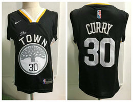 Toddler Nike Golden State Warriors #30 Stephen Curry Black City Authentic Stitched NBA Jersey