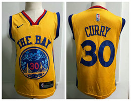 Toddler Nike Golden State Warriors #30 Stephen Curry Gold Authentic Stitched NBA Jersey