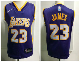 Toddler Nike Los Angeles Lakers #23 Lebron James Purple Authentic Stitched NBA Jersey