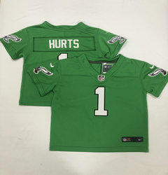 Toddler Nike Philadelphia Eagles #1 Jalen Hurts Green Throwback Authentic Stitched NFL Jersey