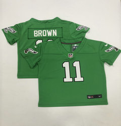 Toddler Nike Philadelphia Eagles #11 A. J. Brown Green Throwback Authentic Stitched NFL Jersey
