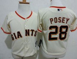 Toddler San Francisco Giants #28 Buster Posey Cream New Majestic Authentic Stitched MLB Jersey