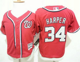 Toddler Washington Nationals #34 Bryce Harper Red New Majestic Authentic Stitched MLB Jersey