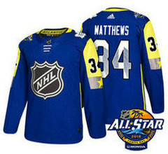Toronto Maple Leafs #34 Auston Matthews Blue 2018 NHL All-Star Stitched Ice Hockey Jersey