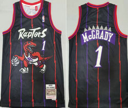 Toronto Raptors #1 Tracy Mcgrady Black 1998-99 Hardwood Classics Authentic Stitched NBA Jersey