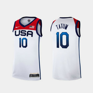 USA Team #10 Jayson Tatum White 2021 Tokyo Olympics Jersey