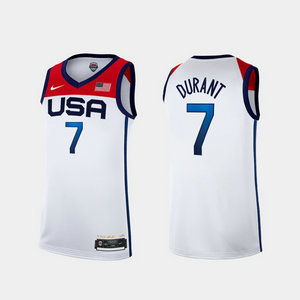 USA Team #7 Kevin Durant White 2021 Tokyo Olympics Jersey