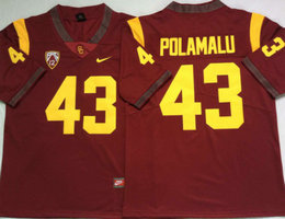 USC Trojans #43 Troy Polamalu Red Vapor Untouchable Stitched College Jersey