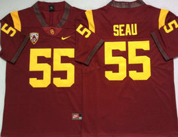 USC Trojans #55 Junior Seau Red Vapor Untouchable Stitched College Jersey