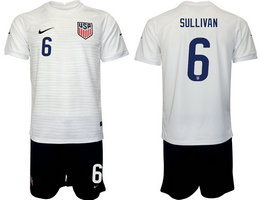United States #6 SULLIVAN White Home 2022 World Cup National Soccer Jersey