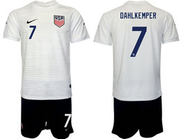 United States #7 DAHLKEMPER White Home 2022 World Cup National Soccer Jersey