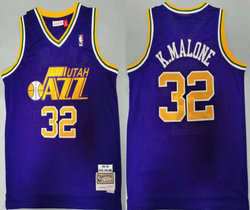 Utah Jazz #32 Karl Malone Purple 1991-92 Hardwood Classic Authentic Stitched NBA Jersey