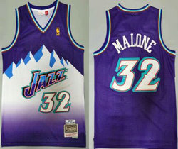 Utah Jazz #32 Karl Malone Purple 1996-97 Hardwood Classic Authentic Stitched NBA Jersey