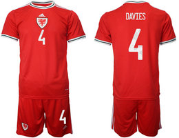 Wales home #4 DAVIES 2022 World Cup National Soccer Jersey