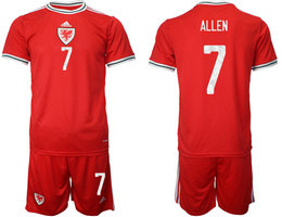 Wales home #7 ALLEN 2022 World Cup National Soccer Jersey