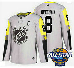 Washington Capitals #8 Alex Ovechkin Grey 2018 NHL All-Star Stitched Ice Hockey Jersey