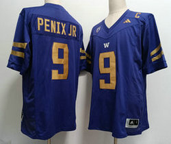 Washington Huskies #9 Michael Penix Jr Purple Gold Name Authentic stitched NCAA jersey