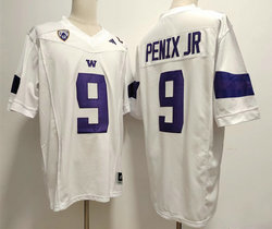 Washington Huskies #9 Michael Penix Jr White Authentic stitched NCAA jersey
