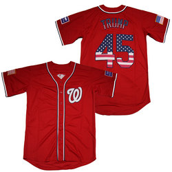 Washington Nationals #45 Donald Trump Red flag Authentic Stitched MLB Jersey