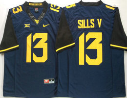 West Virginia Mountaineers #13 David Sills V Blue Stitched NCAA Jersey