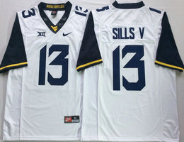 West Virginia Mountaineers #13 David Sills V White Stitched NCAA Jersey