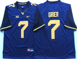 West Virginia Mountaineers #7 Will Grier Blue Stitched NCAA Jersey