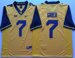 West Virginia Mountaineers #7 Will Grier Yellow Stitched NCAA Jersey