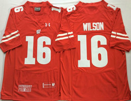 Wisconsin Badgers #16 Russell Wilson Red Stitched NCAA Jersey