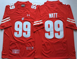 Wisconsin Badgers #99 J.J. Watt Red Stitched NCAA Jersey