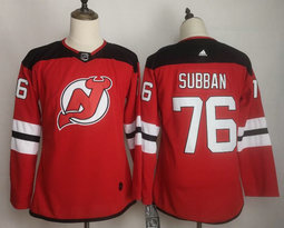 Women's Adidas New Jersey Devils #76 P.K. Subban Red Authentic Stitched NHL jersey