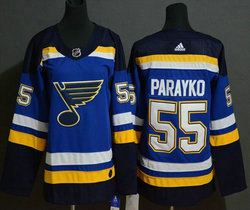 Women's Adidas St. Louis Blues #55 Colton Parayko Blue Authentic Stitched NHL Jersey