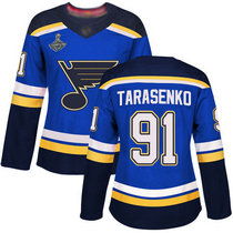 Women's Adidas St. Louis Blues #91 Vladimir Tarasenko Blue Home 2019 Stanley Cup Champions Authentic Stitched NHL Jerseys