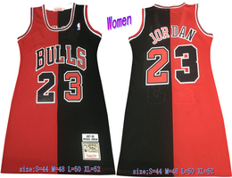Women's Chicago Bulls #23 Michael Jordan Red and Black Authentic NBA Dress