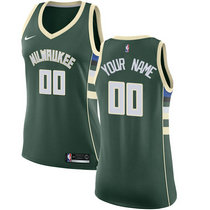 Women's Customized Nike Milwaukee Bucks Green Authentic Stitched NBA jersey
