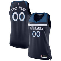 Women's Customized Nike Minnesota Timberwolves Navy Blue Authentic Stitched NBA jersey