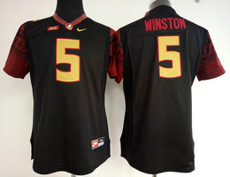 Women's Florida State Seminoles #5 Jameis Winston Black Authentic Stitched College Football Jersey