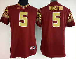 Women's Florida State Seminoles #5 Jameis Winston Red Authentic Stitched College Football Jersey