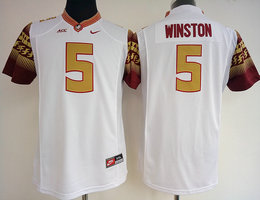 Women's Florida State Seminoles #5 Jameis Winston White Authentic Stitched College Football Jersey