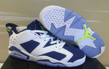 Women's Jordan 6(VI) Air White Blue With Steel seal Basketball shoes size 36-40