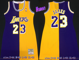 Women's Los Angeles Lakers #23 Lebron James Gold and purple Dress